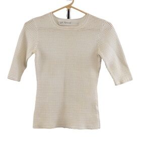 Yigal Azroul white sweater top quarter sleeve size S